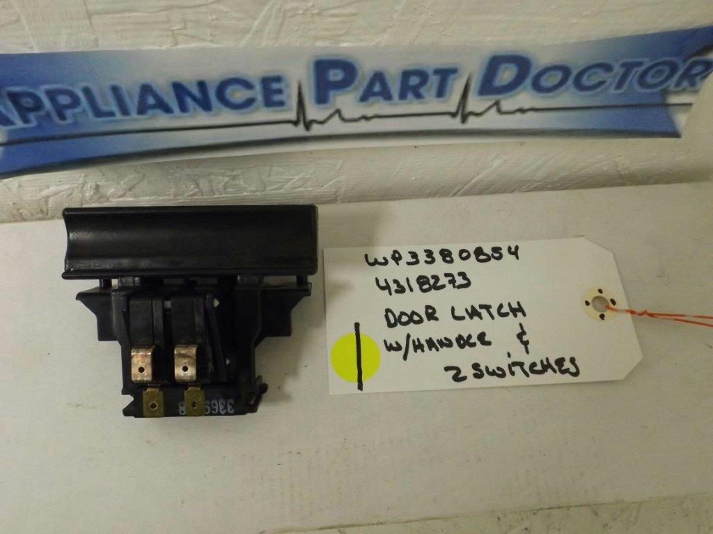 KENMORE DISHWASHER WP3380854 4318273 DOOR LATCH W/HANDLE & 2 SWITCHES USED KENMORE DISHWASHER WP3380854 4318273 DOOR LATCH W/HANDLE & 2 SWITCHES USED